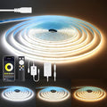 24V CCT COB LED Strip Light for Bedroom Tunable White 3000-6500K 32.8ft/10M Bluetooth App Control Led Tape Lights with Remote Self-Adhesive 480LED/M Light Strips for Under Cabinet(Include Power Supply