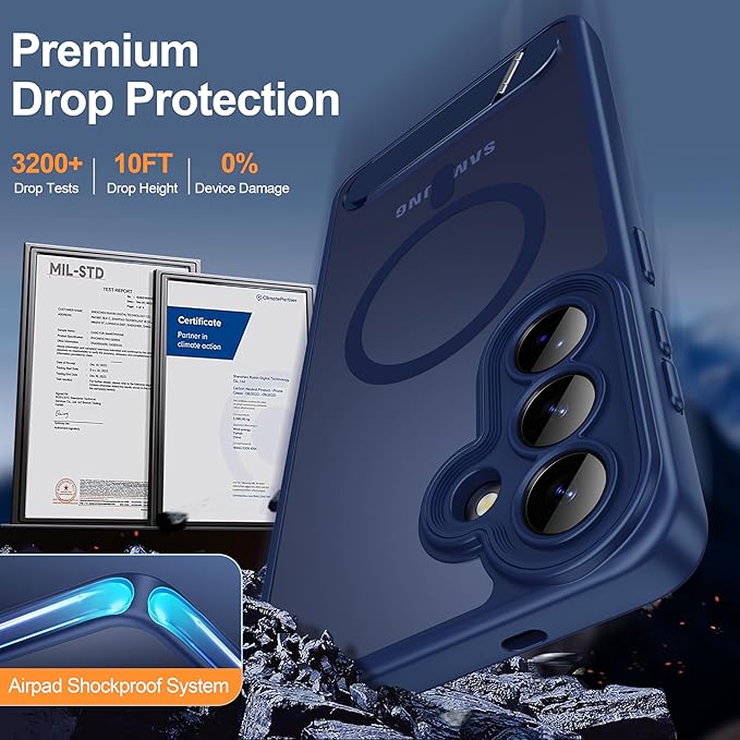 Magnetic for Samsung Galaxy S26+ Plus Case, [Compatible with MagSafe][Full Camera Protection][Built-in Invisible Kickstand] Translucent Matte Phone Case for S26 Plus 6.7" - Blue
