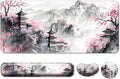 Keyboard Wrist Rest + Mouse Pad with Wrist Support + Desk Mat + Coaster 4 in 1 Set,Desk Matt for Desktop,Cute Large Gaming Ergonomic Mousepad for Computer Laptop Office Home Decor-Japanese Anime