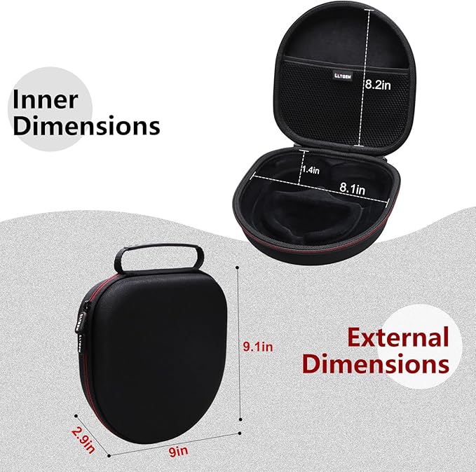 LTGEM Case Compatible with Anker Soundcore Life Q20i / Q20 / Q30 / Q45 Hybrid Active Noise Cancelling Headphones, Black
