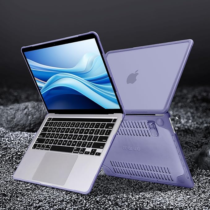 MOSISO Compatible with MacBook Pro 13 inch Case M2 2026-2016 A2338 M1 A2251 A2289 A2159 A1989 A1708 A1706, Heavy Duty Plastic Hard Case with Kickstand&Keyboard Skin&Screen Film&Type C, Lavender Gray
