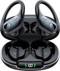 occiam Active Noise Cancelling Earbuds Wireless Bluetooth Headphones Ear Buds 90Hrs Playback Stereo Bass Earphones with Mic Over-Ear Hooks IPX7 Waterproof Headset for Work Sports Running Matte Black