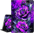for Amazon Kindle Fire HD 10 & 10 Plus (13th/11th Generation, 2023/2021 Release) 10.1" Tablet Case, Slim Kickstand Stand Leather Smart Cover with Auto Wake/Sleep, Purple Rose Wall