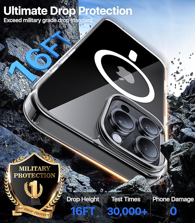 Magnetic for iPhone 14 Pro Max Case, [Compatible with MagSafe][Military-Grade Drop Protection][Anti-Yellowing] Shockproof Translucent Matte Cover for iPhone 14 Pro Max Phone Case,Clear