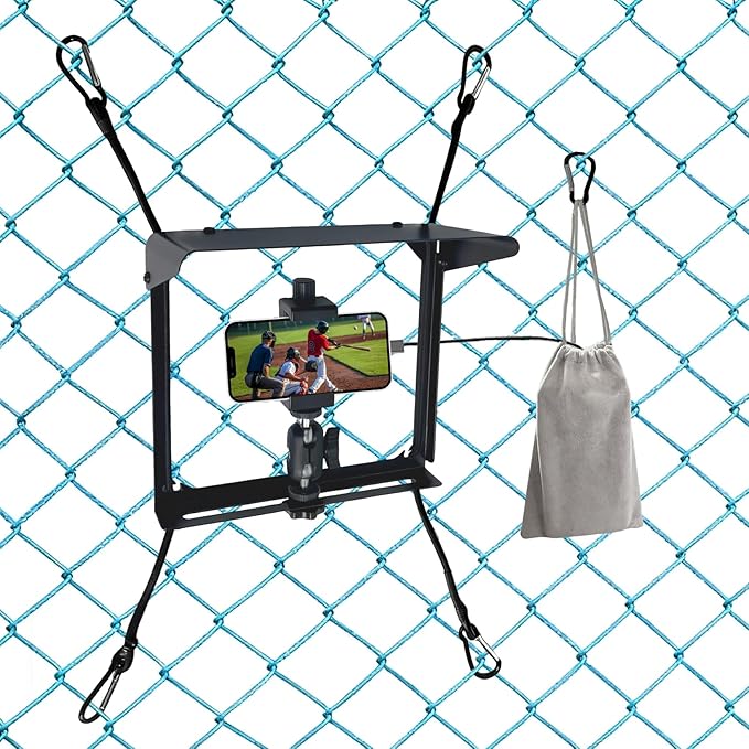 Phone Fence Mount with Shade, Gamechanger Mounting Kit for iPhone, GoPro, Mevo, Action Camera - Perfect for Recording Baseball, Softball, Tennis