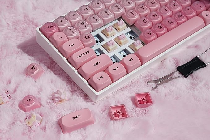 ZORNHER ZH100 Foundation Mechanical Kevboard,Pink Creamy Kevboard with Number Pad,Girly Keyboard,Full Size Gaming Keyboard Cute,Jelly MOA Profile,Creamy Sounding Linear Switches