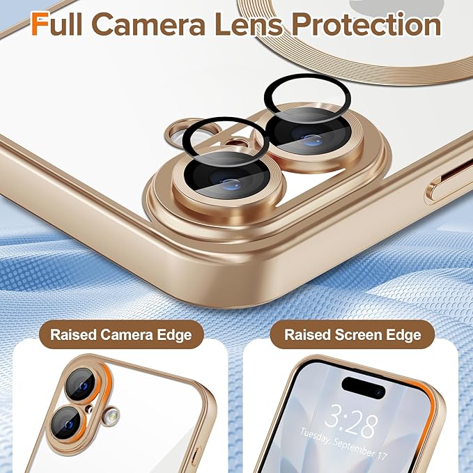 Hython Magnetic Clear for iPhone 17 Case with Camera Lens Protector [Compatible with MagSafe] Luxury Plating Edge Slim Soft TPU Cover Protective Phone Case for iPhone 17 6.3", Matte Desert Brown