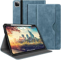 H HOLIMET Case for iPad Pro 11 inch M5 2025/M4 2024 with Pencil Holder Supports Pencil Pro and Pencil Auto Sleep/Wake Function Vegan Leather Smart Stand Cover (Blue)