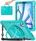 BATYUE Case for iPad Air 11-inch M4(2026)/M3(2025)/M2(2024), iPad Air 4/5 10.9" & Pro 11" 2018-2022 - Shockproof Case with 360° Rotating Stand & Handle, Pencil Holder, Shoulder Strap, Light