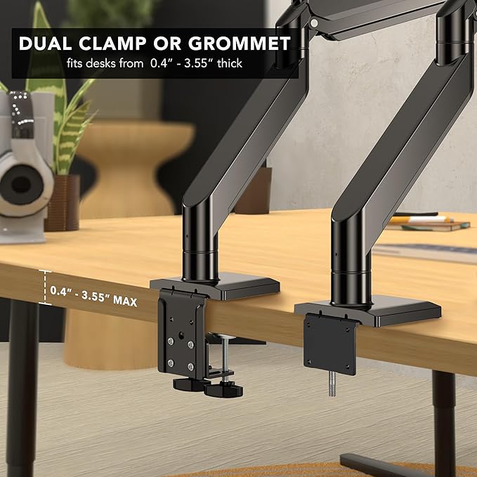 Mount-It! Heavy Duty Monitor Arm for 49”, 57" & Ultrawide Monitors, Full Motion Gas Spring | Holds 55 lbs | Tilt, Swivel & Rotate | VESA 75 & 100 | Clamp & Grommet Base | Fits Samsung Odyssey G9
