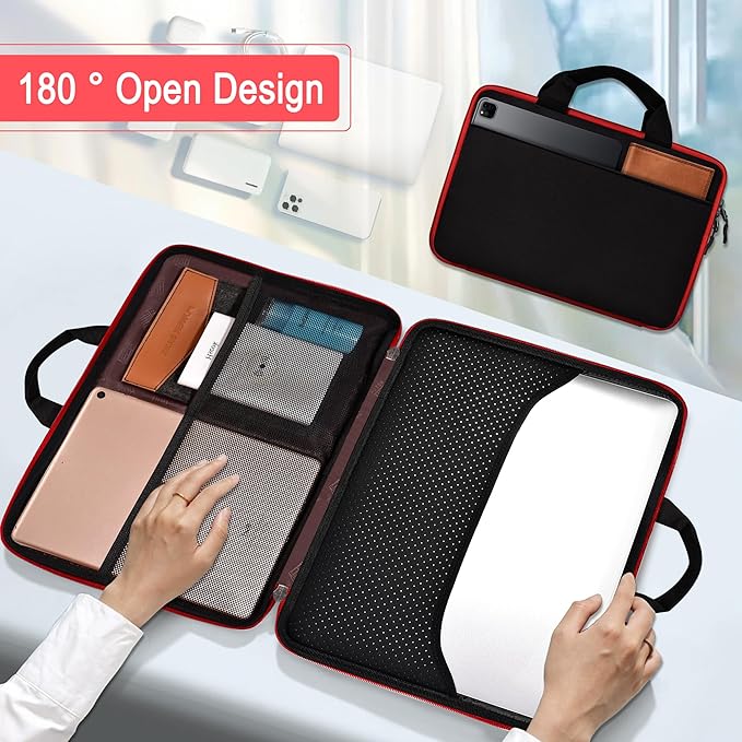 Hseok Laptop Case 13.3-14 Inch Sleeve,TSA Shockproof Computer Handbag,Compatible with MacBook Neo/Pro 14 M5/M4/M3/M2/M1,All Models 13.3" MacBook Air/Pro,XPS 13/14,Most 13-14 Notebooks,Red Edge