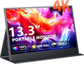 4K Portable Monitor, 13.3" UHD IPS Portable Laptop Screen, Second Screen Dual USB C HDMI Computer Gaming Display with Speakers, Travel Monitor for PC Phone PS4/5 Xbox Switch