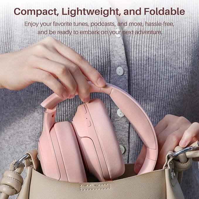 TOZO Hybrid Active Noise Cancelling Headphones, Wireless Over Ear Bluetooth Headset, 60H Playtime, Hi-Res Audio Custom EQ via App Deep Bass Comfort Fit Ear Cups, for Home Office Travel