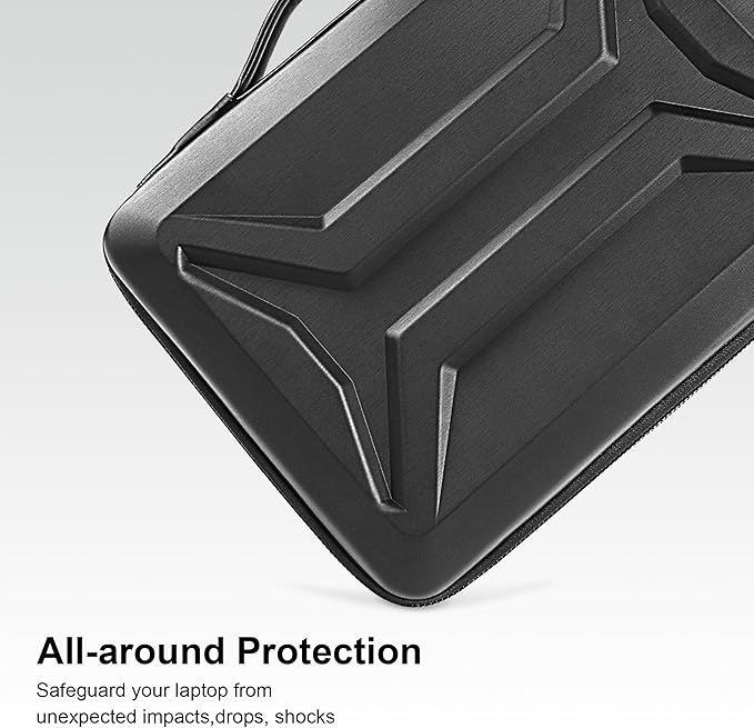 DOMISO 15.6-16 Inch Laptop Hard Case with Strap, Waterproof Shockproof Hard Shell Laptop Sleeve for Macbook Pro/Lenovo IdeaPad/HP ENVY/Dell XPS, Black