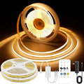 AXMOTUT 32.8ft COB LED Strip Light Warm White, High Bright LED Strips with 320LEDs, RF Remote and UL Power Supply, 2700K Dimmable LED Lights for Bedroom,Kitchen, DIY Home Decoration, 2 Rolls of 16.4ft