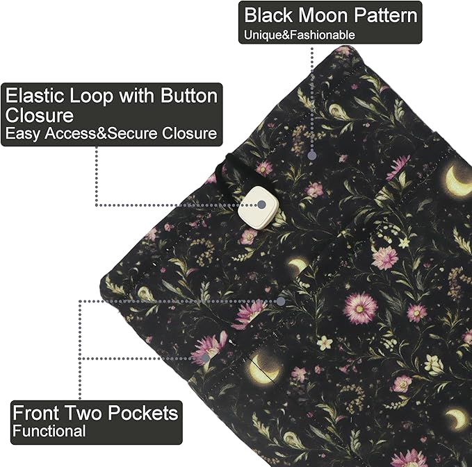 Padded eReader Sleeve Tablet Bag Pouch for eReader Paperwhite, Colorsoft,Signature Edition, Voyage,Scribe/Kobo eReader,Floral Book Protector for Paperbacks and Small Hardcovers(Black,Medium)