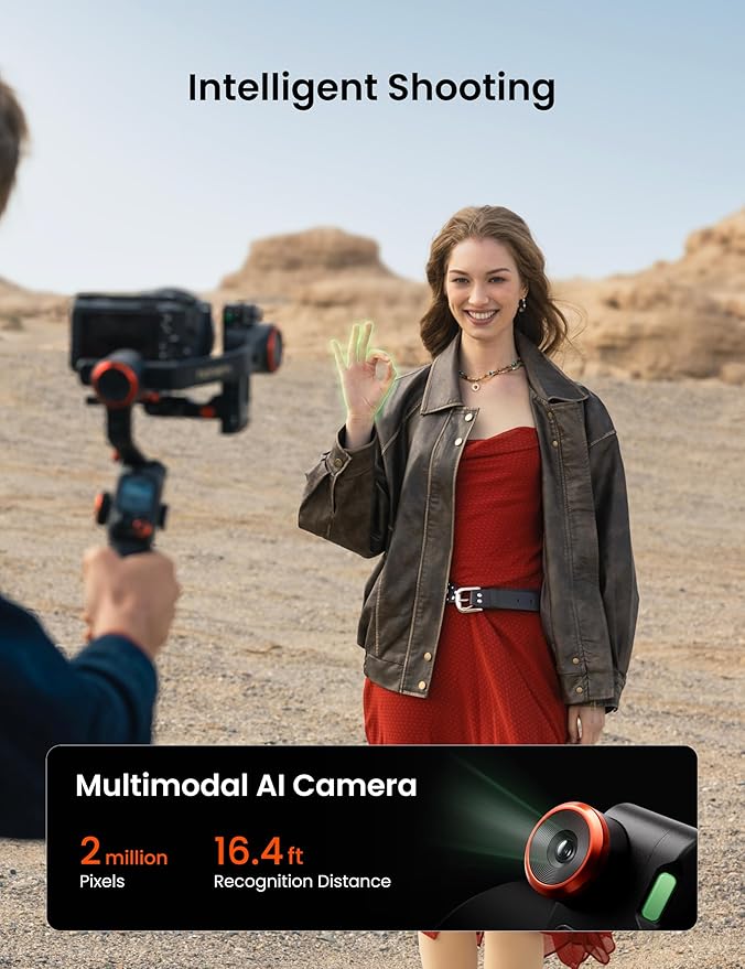 Hohem iSteady MT3 Pro 3-Axis Gimbal Stabilizer for Camera, AI Tracker with CCT/RGB Light, for Mirrorless/Pocket/Action Camera/Smartphone, Detachable Touchscreen Control, for Canon/Nikon/Sony/Fujifilm