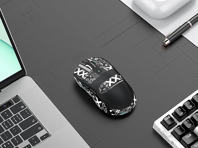 Mouse Anti Slip Grip Tape, Pre-Cut Universal Griptape for Superlight Wireless Gaming Mouse Skins, Sweat Resistant, Elastics Refined Side Grips, Easy to Apply, Ultra-thin 0.5mm (0.02in) - Black