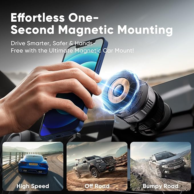 Phone Holders for Your Car, Car Phone Holder for Magsafe [Upgraded Strongest Suction & Magnetic] 360° Adjustable Magnetic Car Phone Mount for Your Car/Gym/Mirror Mount for iPhone & Android | Best Gift