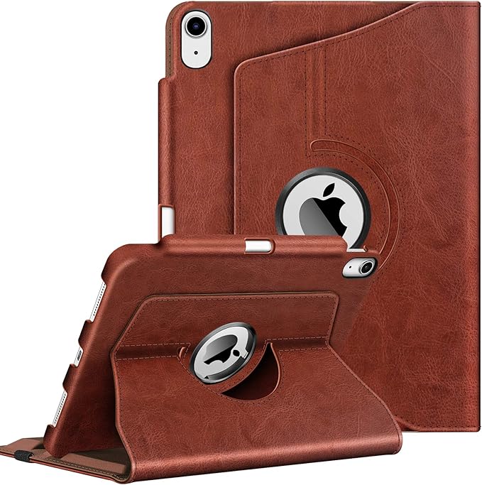 Fintie Rotating Case for iPad Air 11-inch M4/M3/M2 (2026/2025/2024), iPad Air 5th (2022) / 4th Generation 10.9 Inch - 360 Degree Rotating Protective Stand Cover with Pencil Holder, Brown