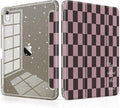 DONGKE for iPad Pro 11 inch Case – Fits M5 2025 / M4 2024, Shockproof Sparkling Glitter Acrylic Back, Pencil Holder, Trifold Stand, Auto Sleep/Wake & Touch ID Support - Brown Gingham