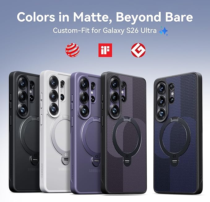 CASEKOO Geo Purple for 26U Case with 360 Spin Magnetic Stand [Fit for MagSafe] [18FT MIL-STD Protection] Shockproof Invisible Ring Holder Matte s26U Phone Case 6.9''