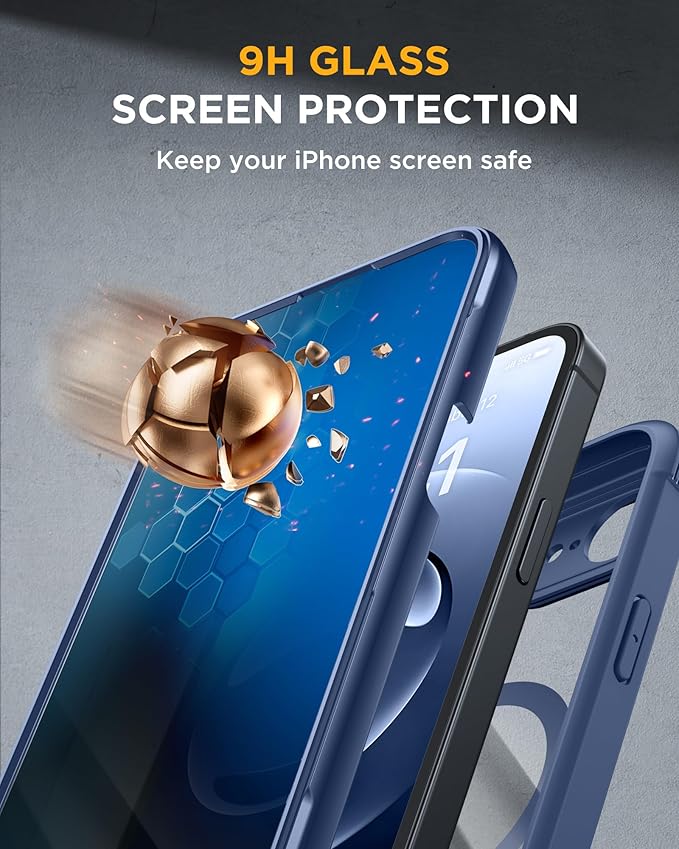 Miracase for iPhone 17e & 16e Case with Built-in Private Screen Protector, [Magnetic with MagSafe] Full-Body Phone Cover Military Drop Proof 17 E/ 16 E Bumper 6.1 inch, Blue