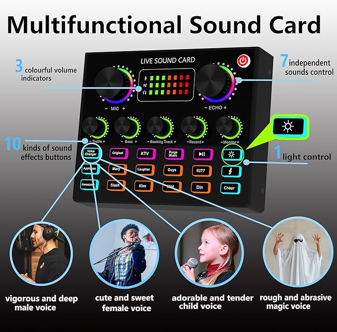 sktome Podcast Equipment Bundle, V8max Voice Changer with Podcast Microphone Bundle - Studio Condenser Microphone Perfect for Podcasting, Recording, Singing, Streaming and Gaming