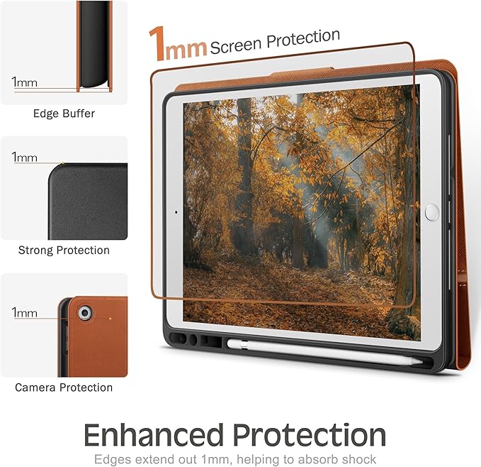 KingBlanc Case for iPad Air (3rd Generation) 10.5" 2019 / iPad Pro 10.5 inch 2017 Case with Apple Pencil Holder, Vegan Leather Smart Cover, Auto Sleep/Wake, Multi-Angle Folding, Brown