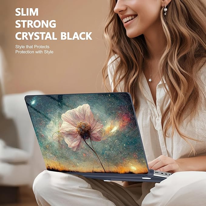 May Chen for 2026 MacBook Pro 14-inch M5 M4 M3 M2 M1 Pro/Max Chip, Release 2026 2025-2021, Model A3427 A3426 A3434 A3112 A3401 A3185, Plastic Hard Shell with Keyboard Cover, Flower Stars