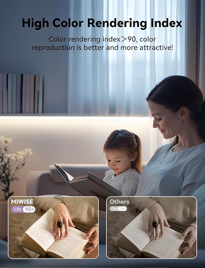 MIWISE LED Strip Lights,Super Bright 5V USB COB Tape Light 9.84ft/3m 4000K Natural White with Touch Dimmer Switch,CRI90+ Flexible Dimmable TV Backlights,for Mirrors,Under Cabinet,Home DIY Projects