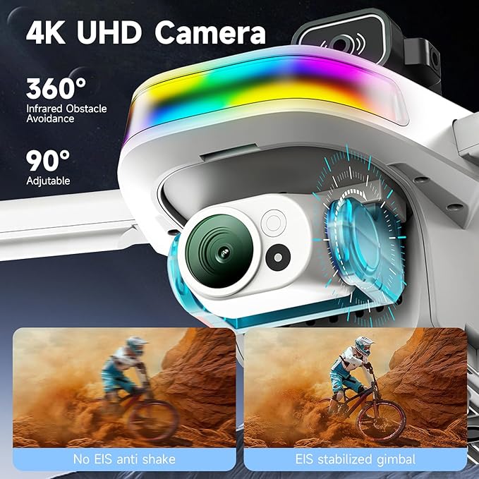 Drones With Dual Camera For Adults 4k,Gps Drone With Screen On Controller,Electric Adjustable Camera 90 °,Auto Return,Obstacle Sensing,Ai Track&Orbit Mode,50 Mins Flight,2 Battery ,For Beginner Toy Gifts