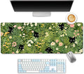 LIMKRIAN Anime Cat Mouse Pad Green Desk Mat, XL Gaming Mouse Pad with Stitched Edges Non-Slip, Large Keyboard Mat for Desktop Computer Laptop Work Home Cute Office Desk Accessories 31.5x11.8 in