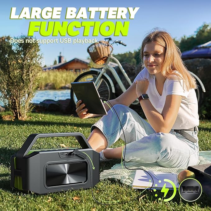 Portable Bluetooth Speaker 100W(Peak) Loud with Deep Bass, W-KING IPX6 Waterproof Speakers Bluetooth Wireless, 60W Ex-large Passive Radiator/40H/EQ/Dual Pairing/TF/AUX, Party Big Large Outdoor Boombox