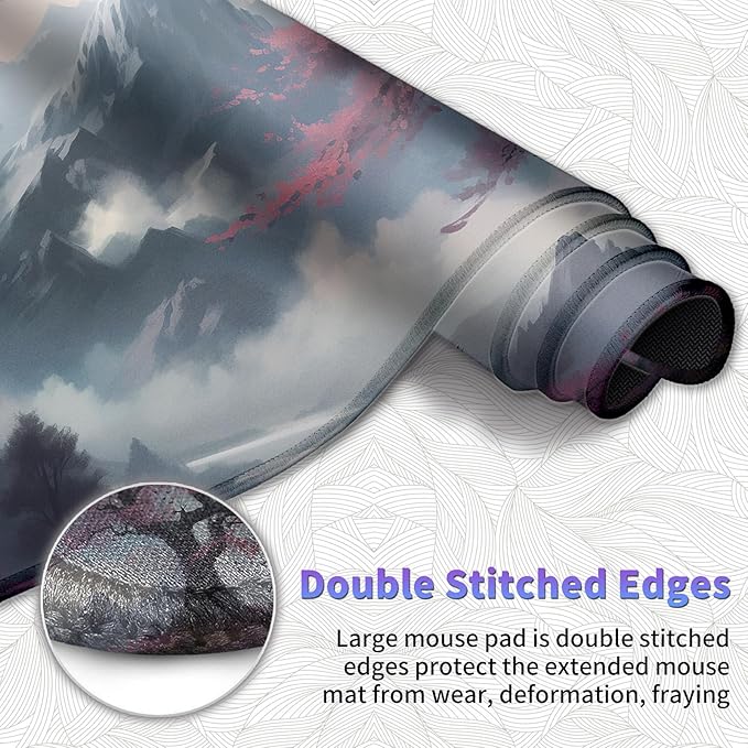 Large Mouse Pad, Desk Mat, XL Gaming Keyboard Mat, Non-Slip Rubber Base, Full Extended Mousepad for Gaming Office Home, 31.5 X 11.8 Inch, Sakura Tree