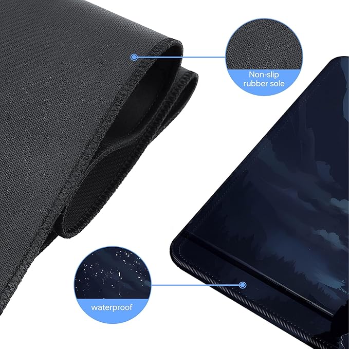 Moon Cat Large Gaming Mouse Pad,Black XL Mouse Pad Gaming 31.5 x 11.8 in Mouse Mat Desk Pad,Large Desk Mat,Extended Keyboard Pad Mousepad with Non-Slip Base and Stitched Edge for Office Home Gaming