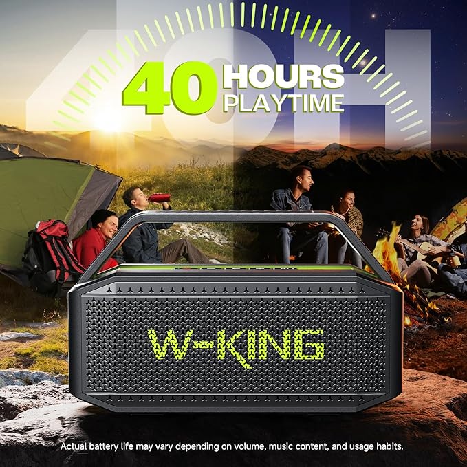 Portable Bluetooth Speaker 100W(Peak) Loud with Deep Bass, W-KING IPX6 Waterproof Speakers Bluetooth Wireless, 60W Ex-large Passive Radiator/40H/EQ/Dual Pairing/TF/AUX, Party Big Large Outdoor Boombox