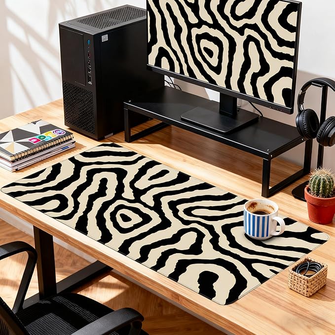 Desk Cover Mat, Gaming Mouse Pad, Computer Laptop Mat Desk Decor for Office Game Home 31.5 X 15.7 Inch (Zebra Print)