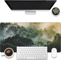 Desk Mat, Tropical Forest Landscape Desk Pad, Misty Forest Large Gaming Mouse Pad for Desk, 31.5"x15.7" Extended Big Computer Keyboard Mouse Pad with Non-Slip Base and Stitched Edge