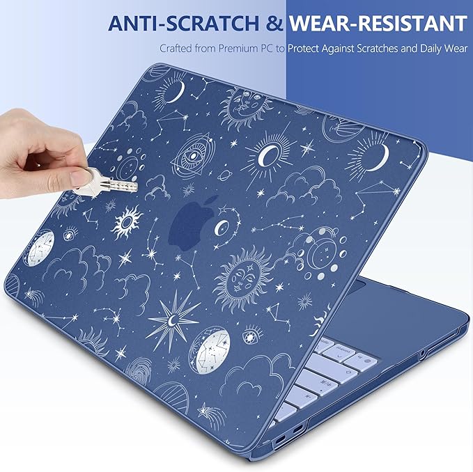 DONGKE for MacBook Neo 13 inch Case 2026 (Model A3404), Artistic Sun Pattern Ultra Slim Frosted Matte Hard Shell, Anti-Scratch & Fingerprint Resistant Cover - Sun & Moon