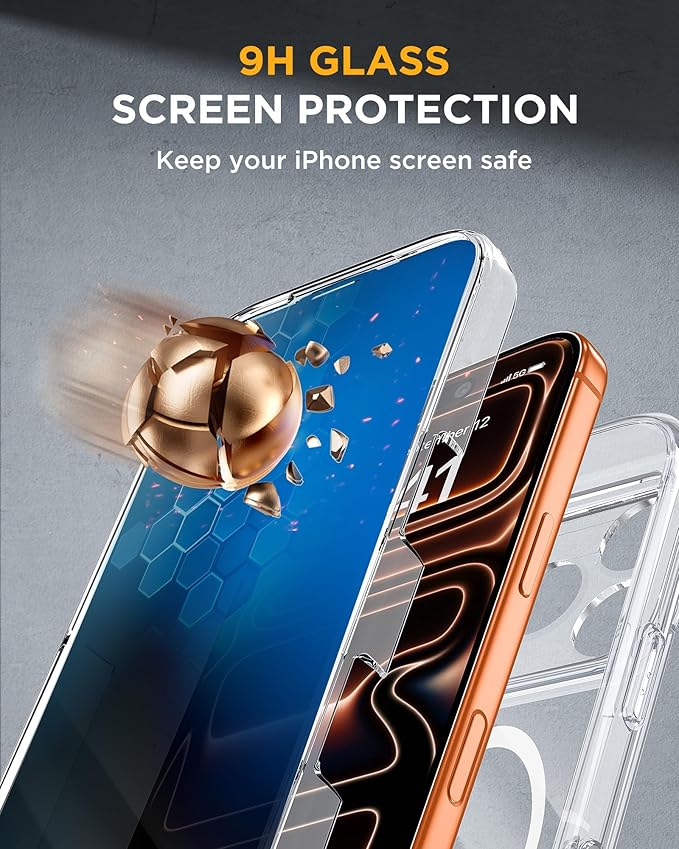 Miracase Magnetic for iPhone 17 Pro Max Case with Privacy Screen Protector [Compatible with MagSafe],Full Camera Protection and Full Body Shockproof Bumper 17 Pro Max Phone Cover 6.9", Clear