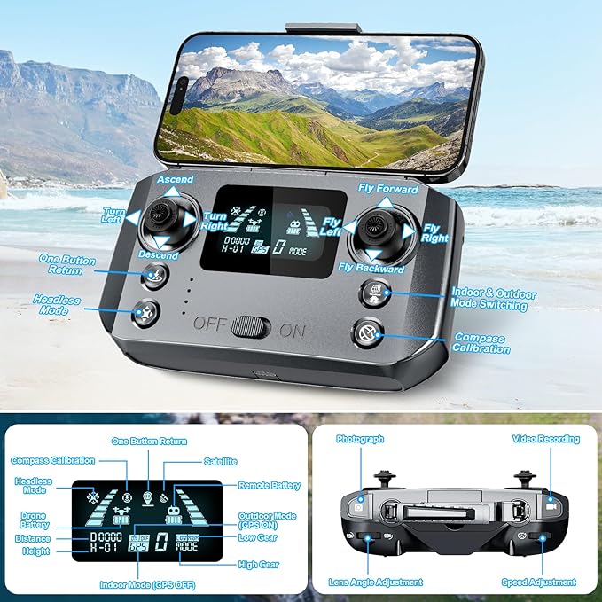 GPS Drones with Camera for Adults 4K, FPV Drone Under 249g with Brushless Motor, GPS Auto Return, Follow Me, Waypoint Flight, Foldable Drone with Gesture Control, 46Mins with 2 Batteries, Black Gray