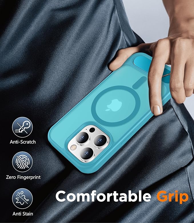 Magnetic Compatible with iPhone 13 Pro Max Case, [Built-in Invisible Kickstand][Compatible with MagSafe] [Military Grade Shockproof] Slim Translucent Matte Phone Case for iPhone 13 Pro Max 6.7"
