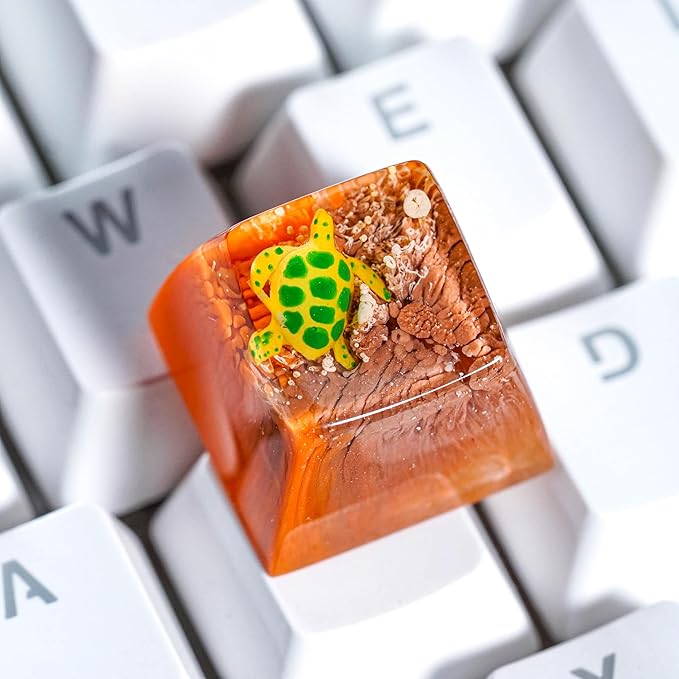 Sea Turtle Artisan Keycap Brown and Orange Ocean R1 SA Profile Custom Sea Creatures Keycaps 1U ESC Handmade Gaming Resin Key Cap Cherry MX Switch Compatible Mechanical Keyboard Turtle Lover Gift