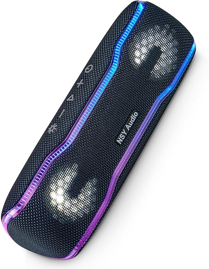 IPX7 Waterproof Bluetooth Speaker, 24H Playtime, LED Lights, Wireless Outdoor Speaker for Pool, Beach, Shower, Blue