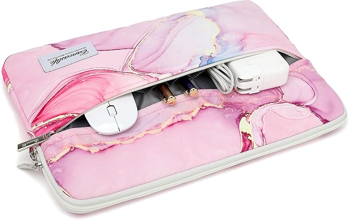 Canvaslife Pink Marble Pattern 13 inch Canvas Laptop Sleeve with Pocket 13 inch 13.3 inch Laptop 13 case13 Sleeve