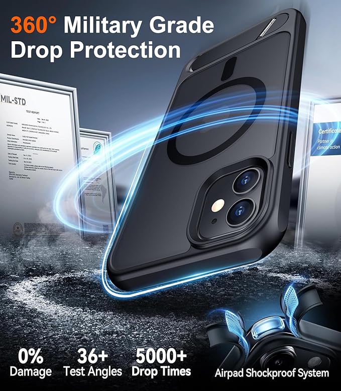 Magnetic Compatible with iPhone 11 Phone Case, [Built-in Invisible Kickstand][Compatible with MagSafe] [Military Grade Shockproof] Slim Translucent Matte Phone Case for iPhone 11 6.1"