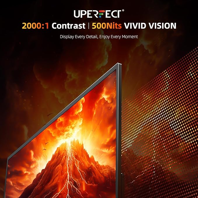 UPERFECT 24.5" Portable Monitor 240Hz Gaming Monitor 2000:1 Contrast FreeSync 0.1ms Fast IPS Large Screen, Built-in 180° Adjustable Stand/VESA, USB-C HDMI Second Screen for Laptop, Phone, Game Console