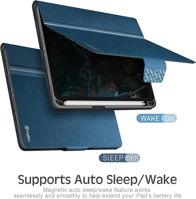 KingBlanc for iPad mini 7 (A17 Pro) Case, iPad mini 7th/6th Generation Case (2024/2021 8.3-inch) with Pencil Holder, PU Leather Stand Cover, Auto Sleep/Wake, Multi-Angle for Viewing/Typing, Blue