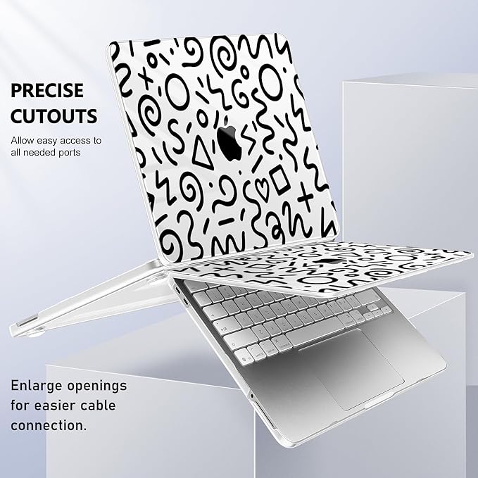 Case for 2026 MacBook Neo 13-inch Laptop with Liquid Retina Display, Release Model A3404, Sturdy Plastic Hard Shell Case + Keyboard Cover + Trackpad Film + Dust Plug, Abstract Line